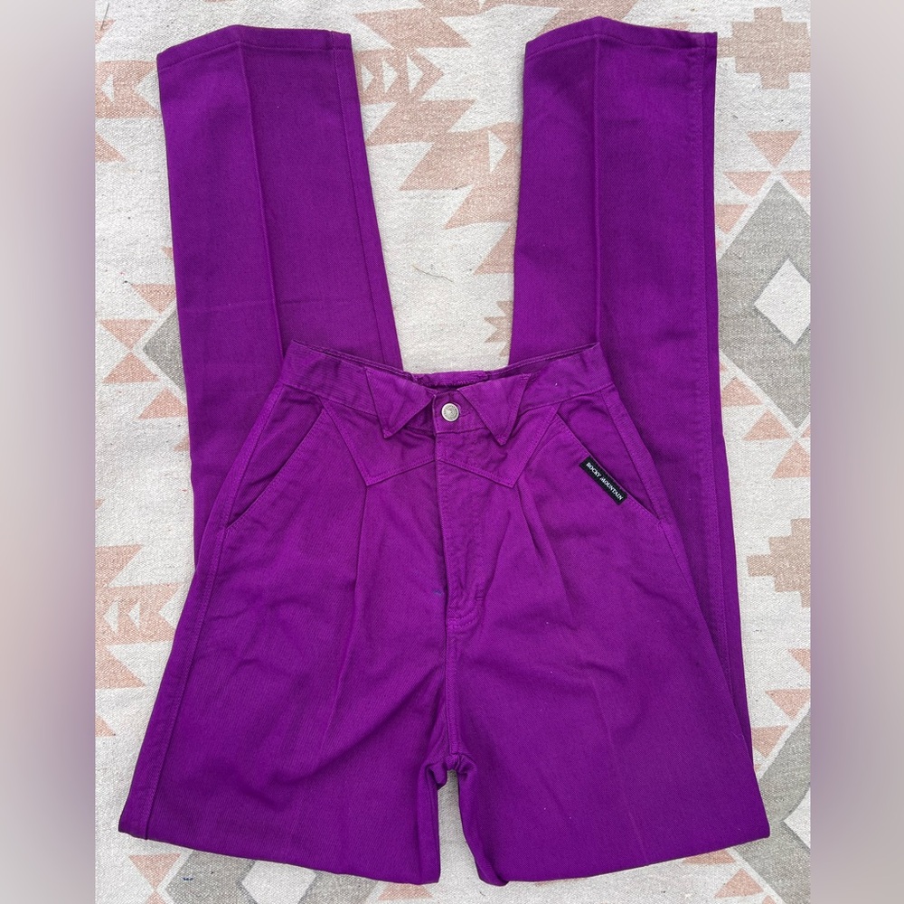 Vintage Rocky Mountain Western Bareback High Rise Jeans Bright Purple